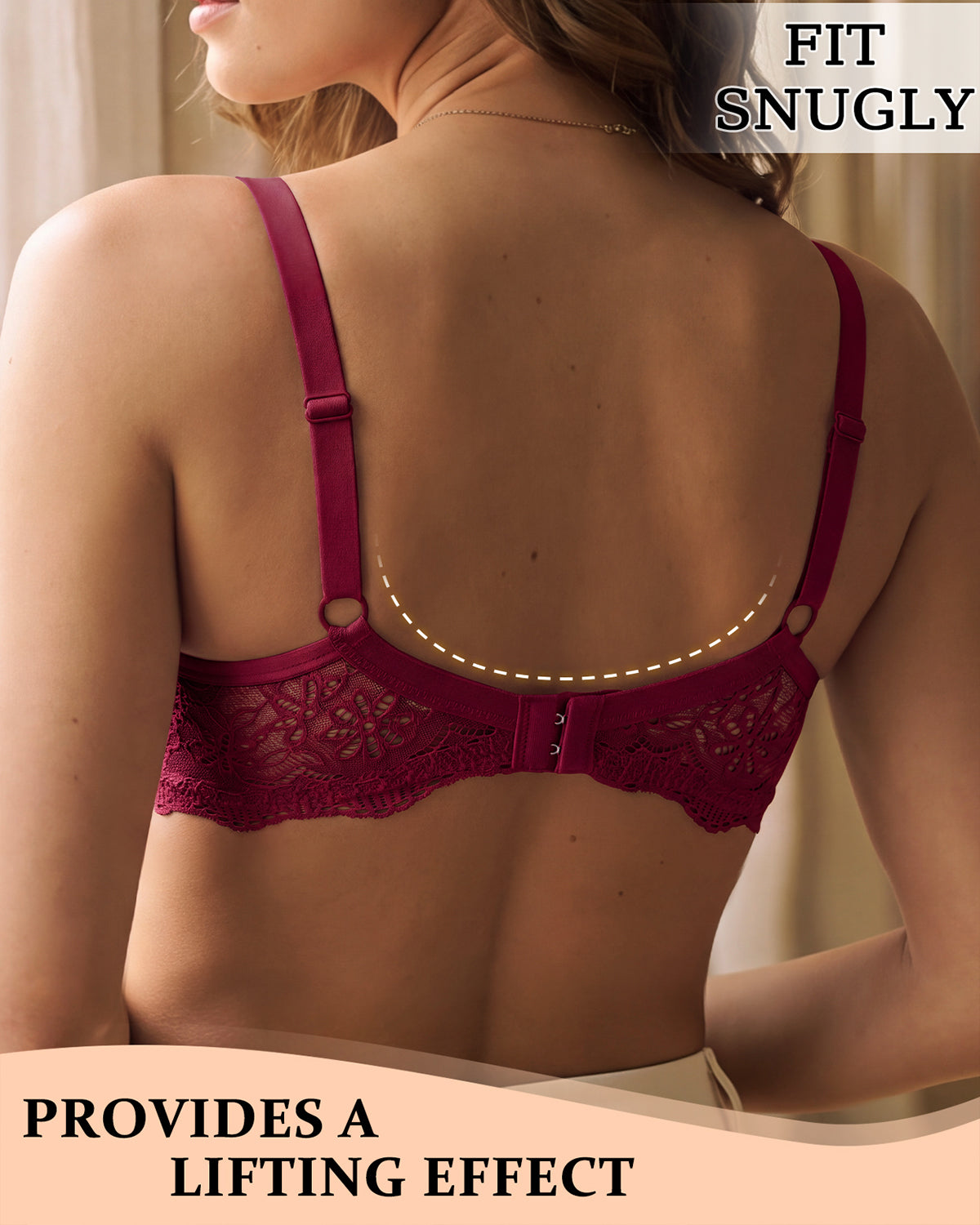 Women's underwire lace trim bra – Red (3)