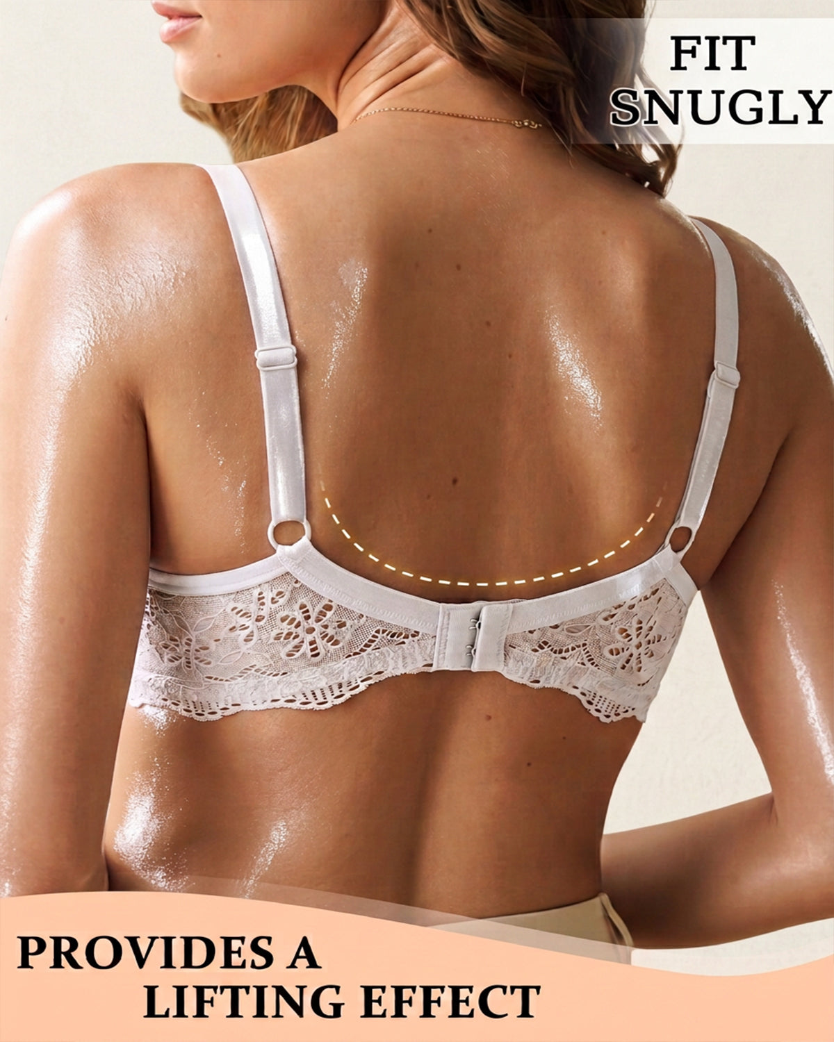 Women's underwire lace trim bra – White (3)